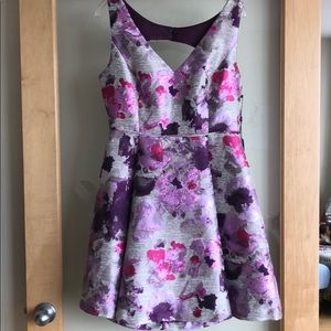 NWT Adrianna Papell metallic silver/purple dress
